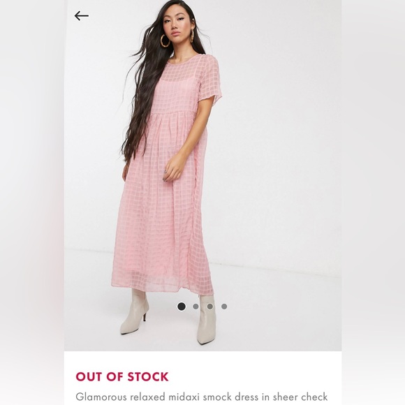 ASOS midi maxi dress light pink sheer check - Picture 1 of 4